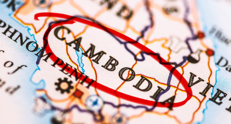 柬埔寨及其邻国的地图